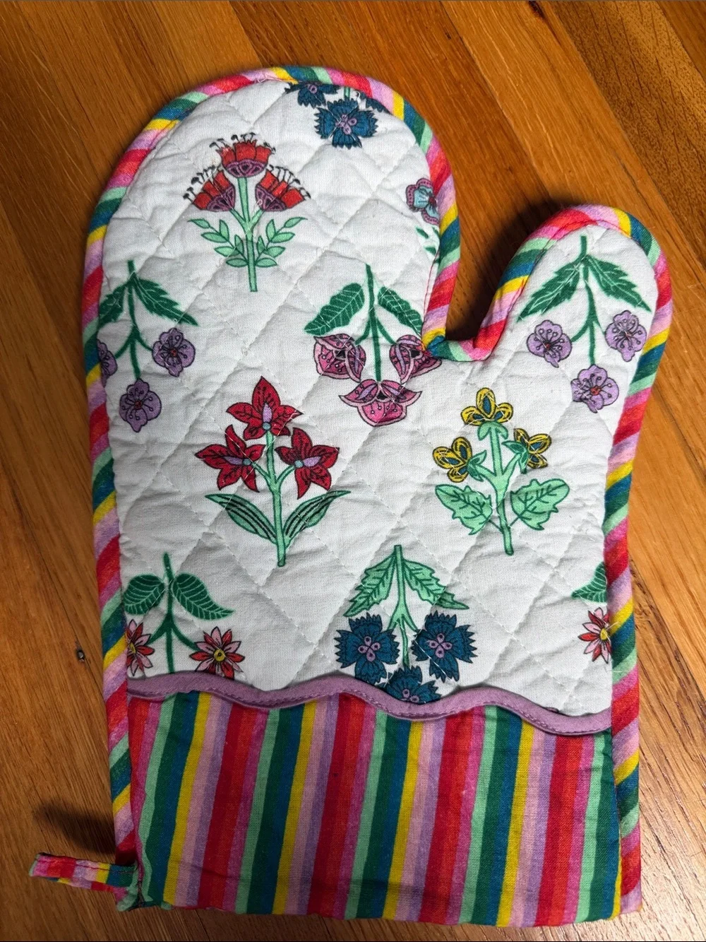 Furbish Studio Block Print Quilted Oven Mitts Cotton